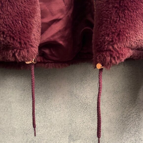 Lucky Brand Merlot Funnel Neck Faux Fur Jacket - Picture 5 of 8